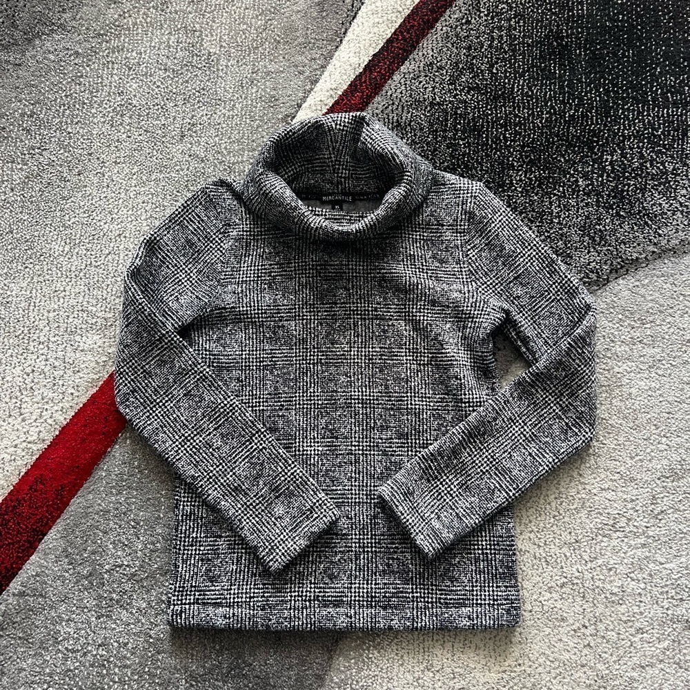 J. Crew Mercantile Black White Mockneck Sweater